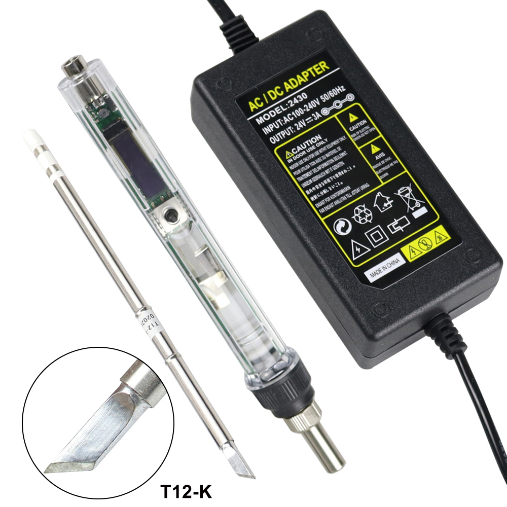 Soldering Station T12 Oled - T12 ไฟฟ้าชุดบัดกรี DC 12-24V 72W ปรับอุณหภูมิ