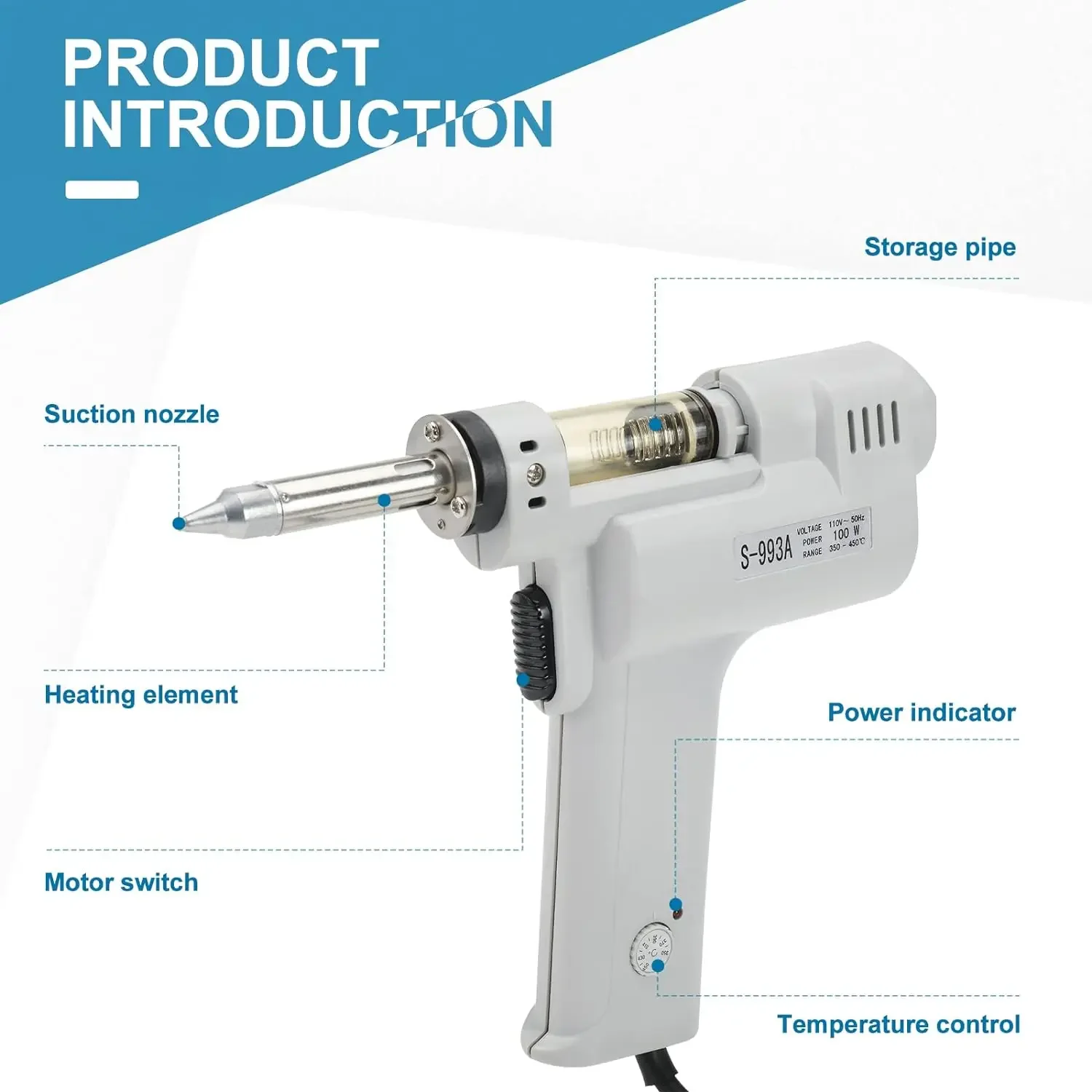 S-998P คู่-ปั๊มไฟฟ้า Desolderi - Desoldering Gun Vacuum Electric บทวิจารณ์และราคา