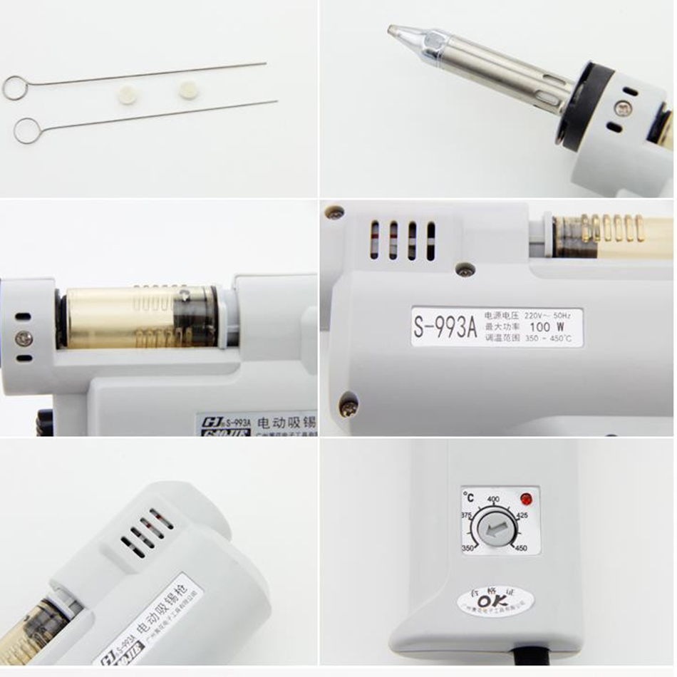 ปืนยิงปืนไฟฟ้าดูดซับปืน S-993A - Desoldering Gun Vacuum Electric บทวิจารณ์และราคา